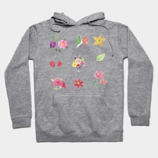 Watercolor cute flowers happy positivie stickers set floral Hoodie